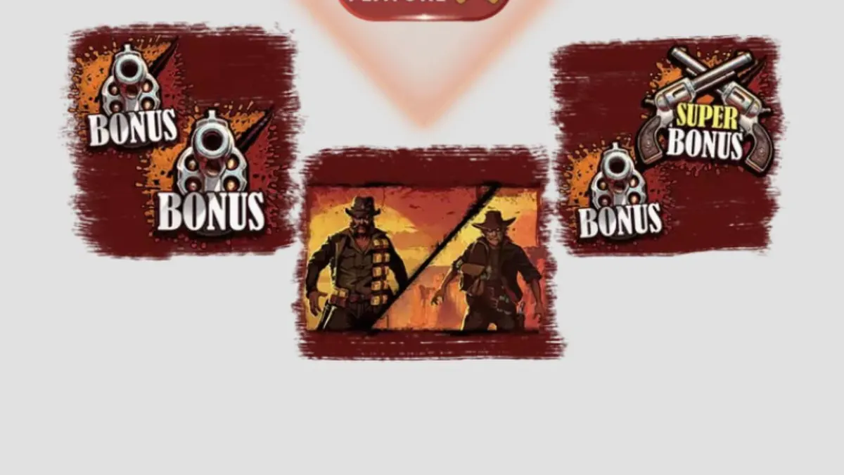 Cenário de deserto e saloon do slot Revolvero
